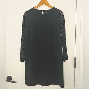 Zara crochet sleeve black dress (women size M)